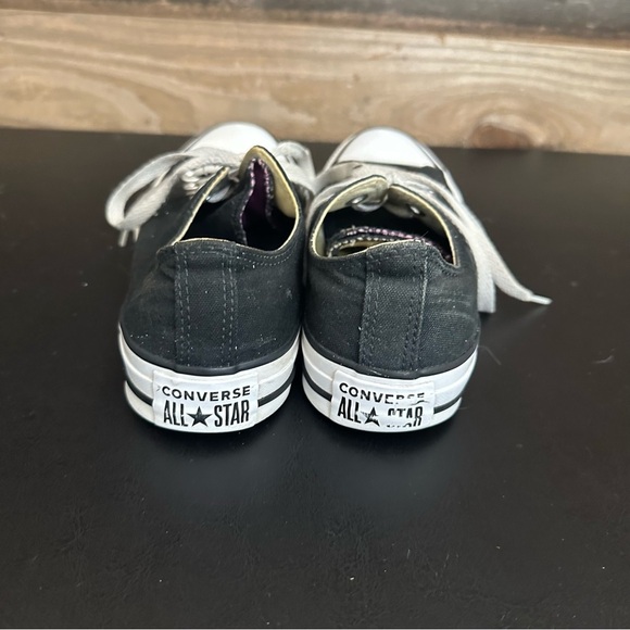 Converse Women’s 7 Double Tongue All-Star Black Low Ox Purple Tongue School Shoe - Picture 9 of 11